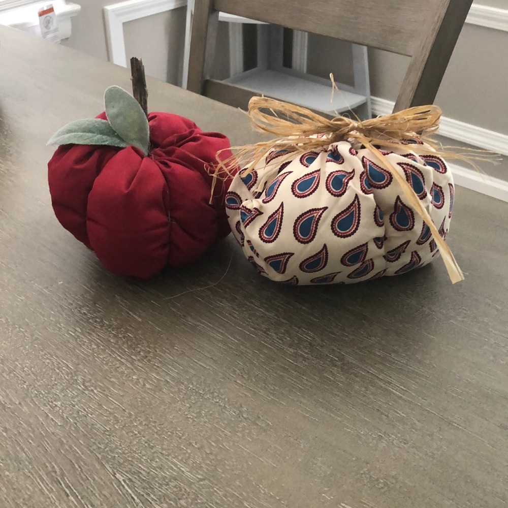 Set of 2 small fabric pumpkins